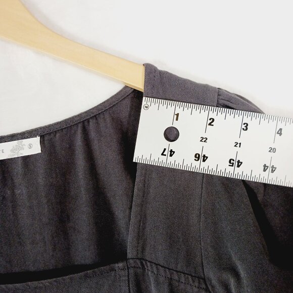 Altar'd State,  Gray Tiered Cotton Mini Dress, Size Small Short Sleeve, Fringed - Picture 13 of 16